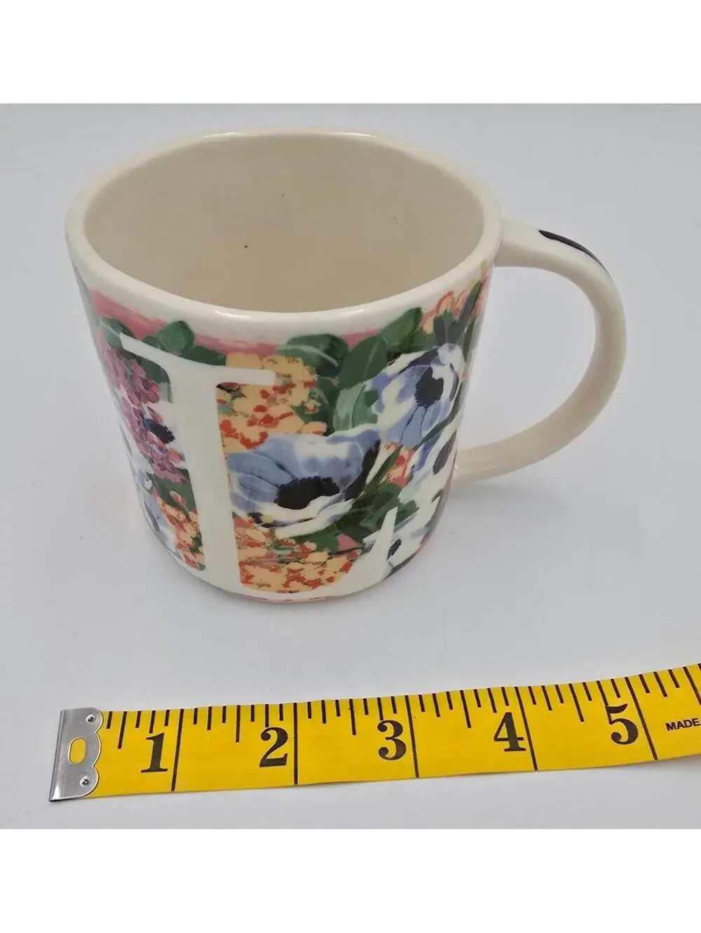 Anthropologie Monogram Floral Mug - Initial 